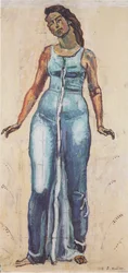 Standing Female Figure in Blue Robe